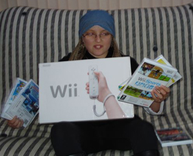 Chloe with her Wii