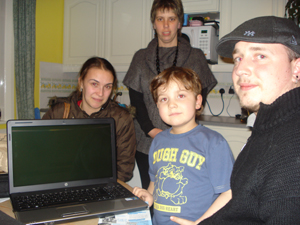 Kieren with his new laptop