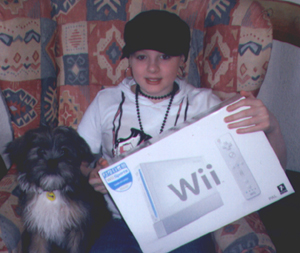 Rebecca with her Wii